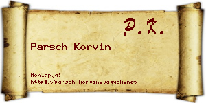 Parsch Korvin névjegykártya